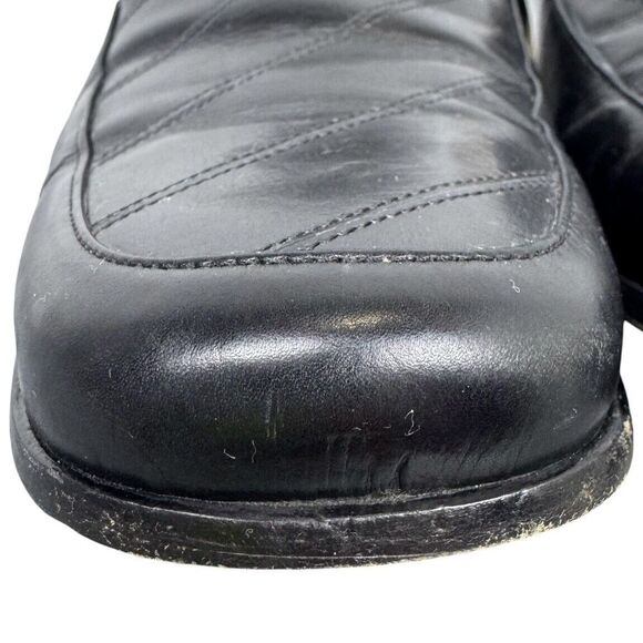 SESTO MEUCCI Black Penny Loafers Block Heel Shoes Size 10 Leather Square Toe - Picture 9 of 14